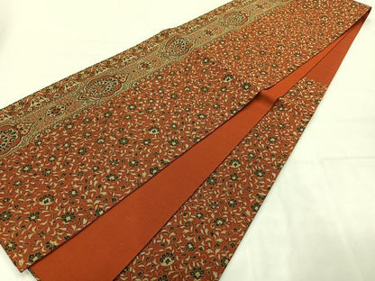 平和屋着物◎六通柄袋帯 更紗花文 正絹 逸品 AABH5458uk