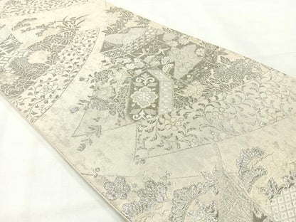 平和屋着物◎六通柄袋帯 唐織 貝桶花文 プラチナ二重箔 正絹 逸品 AABH5461uk