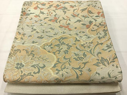平和屋着物◎六通柄袋帯 雲取り花文 金銀糸 正絹 逸品 AABH5466uk