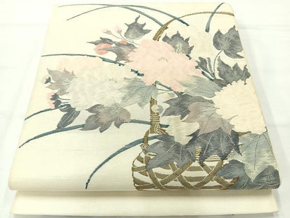 平和屋着物◎太鼓柄袋帯 花籠文 正絹 逸品 AABH5467uk
