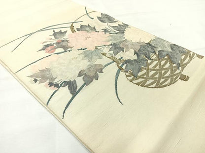 平和屋着物◎太鼓柄袋帯 花籠文 正絹 逸品 AABH5467uk