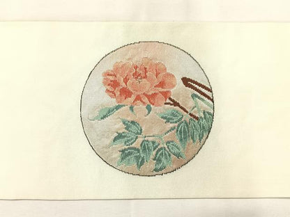 平和屋着物◎九寸名古屋帯 瑞祥錦織 花丸文 金銀糸 正絹 逸品 AABH5471uk