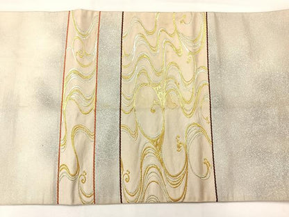 平和屋着物◎太鼓柄袋帯　唐織　流水文　金糸　正絹　逸品　AABH5474uk