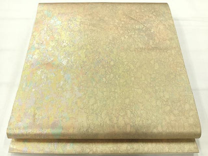 平和屋着物◎六通柄袋帯　霞文　引箔　正絹　逸品　AABH5483uk