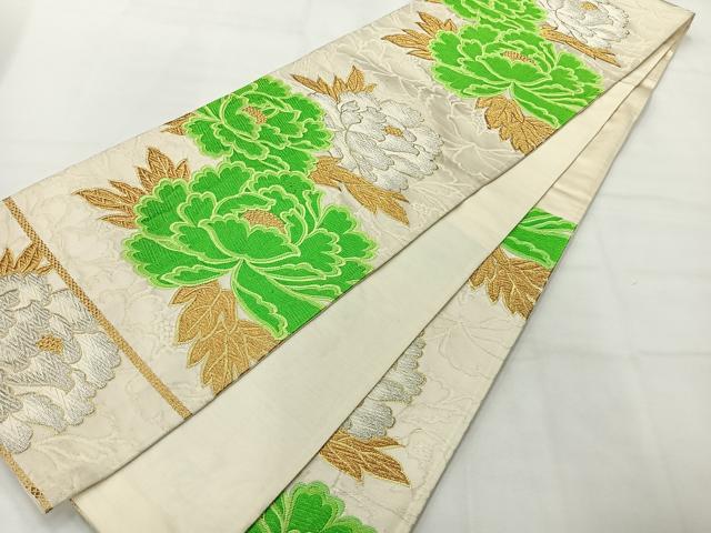 平和屋着物◎六通柄袋帯　唐織　草花文　金銀糸　正絹　逸品　AABH5486uk