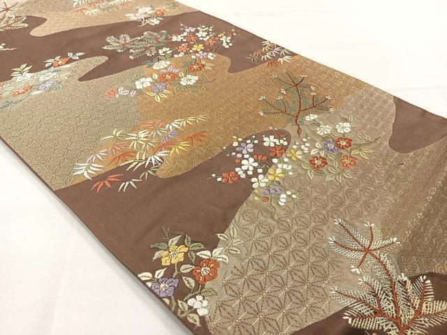 平和屋着物◎六通柄袋帯　唐織　松竹梅　金糸　正絹　逸品　AABH5496uk