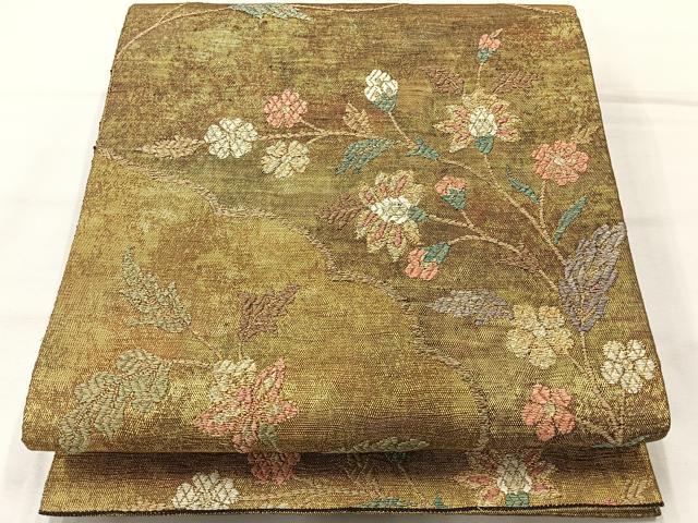 平和屋着物◎佐賀錦　六通柄袋帯　更紗花文　金糸　正絹　逸品　AABH5497uk