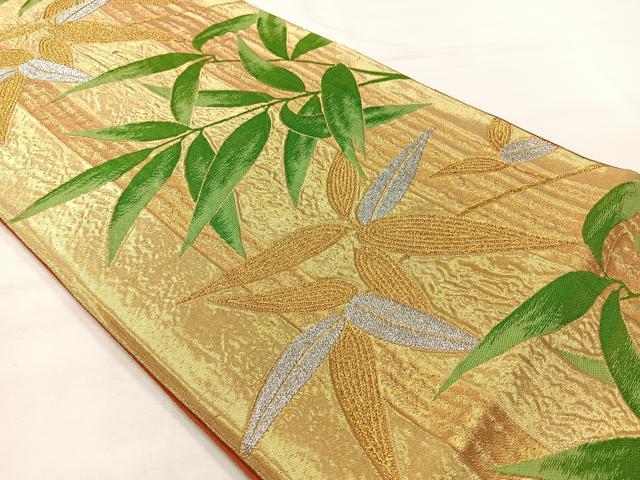 平和屋着物◎六通柄袋帯　唐織　笹竹文　金銀糸　正絹　逸品　AABH5501uk