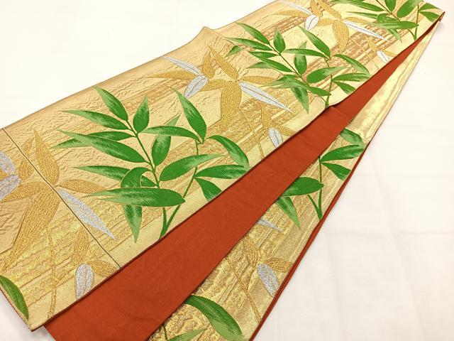 平和屋着物◎六通柄袋帯　唐織　笹竹文　金銀糸　正絹　逸品　AABH5501uk