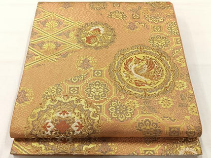 平和屋着物◎六通柄袋帯　唐織　万葉華文　金糸　正絹　逸品　AABH5504uk