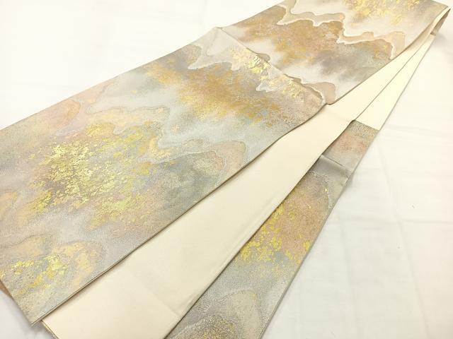 平和屋着物◎六通柄袋帯　風景文　金銀糸　正絹　逸品　AABH5512uk