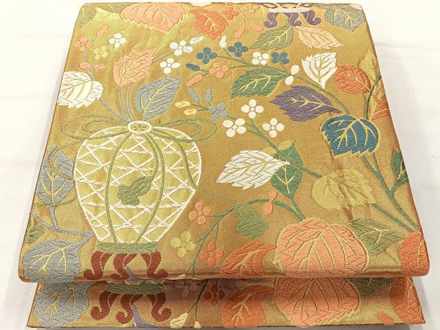 平和屋着物◎佐賀錦　六通柄袋帯　唐織　仕覆花文　金糸　正絹　逸品　AABH5513uk