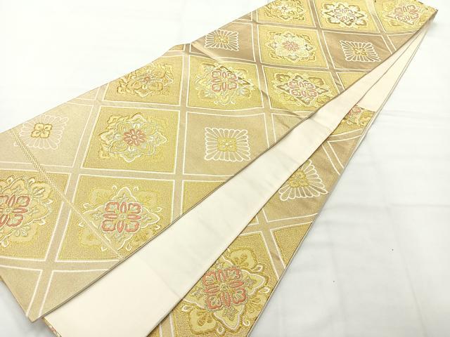 平和屋着物◎六通柄袋帯　唐織　花菱文　金糸　正絹　逸品　AABH5519uk