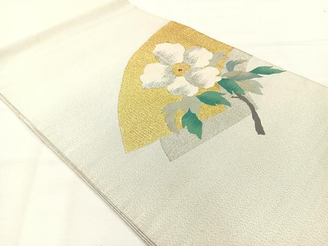 平和屋着物◎綴れ　太鼓柄袋帯　地紙花文　銀糸　正絹　逸品　AABH5523uk