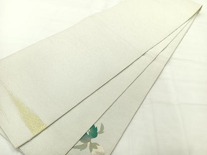 平和屋着物◎綴れ　太鼓柄袋帯　地紙花文　銀糸　正絹　逸品　AABH5523uk