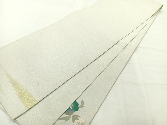 平和屋着物◎綴れ　太鼓柄袋帯　地紙花文　銀糸　正絹　逸品　AABH5523uk