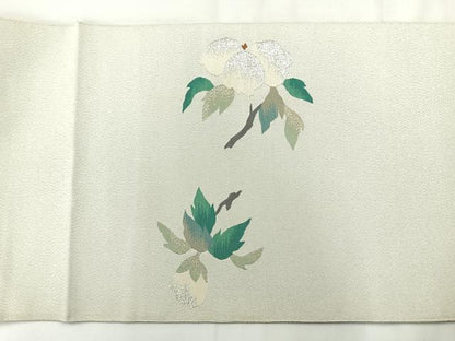 平和屋着物◎綴れ　太鼓柄袋帯　地紙花文　銀糸　正絹　逸品　AABH5523uk