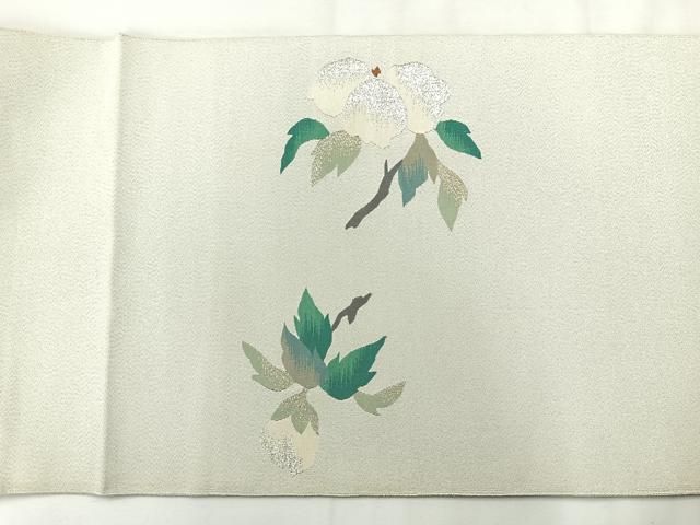 平和屋着物◎綴れ　太鼓柄袋帯　地紙花文　銀糸　正絹　逸品　AABH5523uk