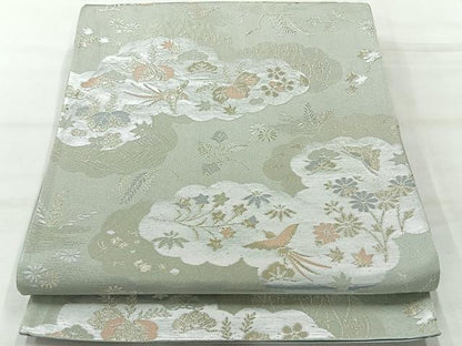 平和屋着物◎六通柄袋帯　花鳥文　金銀糸　正絹　逸品　AABH5544uk