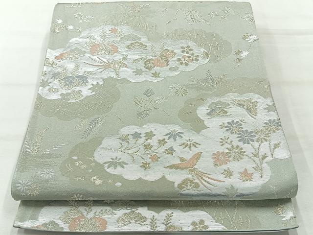 平和屋着物◎六通柄袋帯　花鳥文　金銀糸　正絹　逸品　AABH5544uk