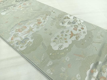平和屋着物◎六通柄袋帯　花鳥文　金銀糸　正絹　逸品　AABH5544uk