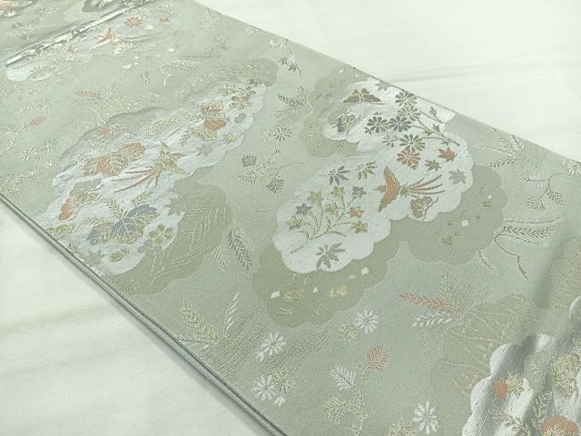 平和屋着物◎六通柄袋帯　花鳥文　金銀糸　正絹　逸品　AABH5544uk