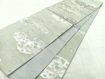 平和屋着物◎六通柄袋帯　花鳥文　金銀糸　正絹　逸品　AABH5544uk