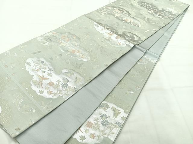 平和屋着物◎六通柄袋帯　花鳥文　金銀糸　正絹　逸品　AABH5544uk