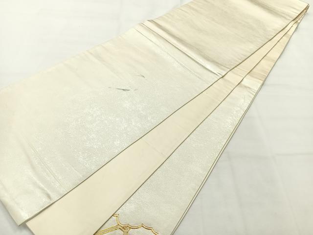 平和屋着物◎太鼓柄袋帯 総刺繍 蜀江花文 金糸 正絹 逸品 AABH5553uk