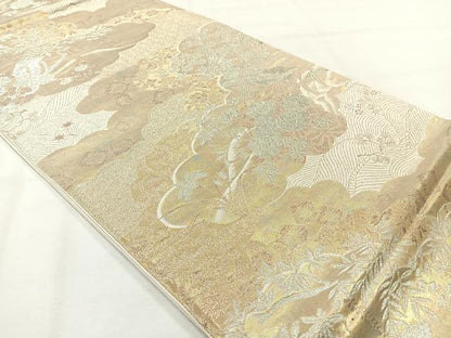 平和屋着物◎六通柄袋帯 草花文 金銀糸 正絹 逸品 AABH5555uk