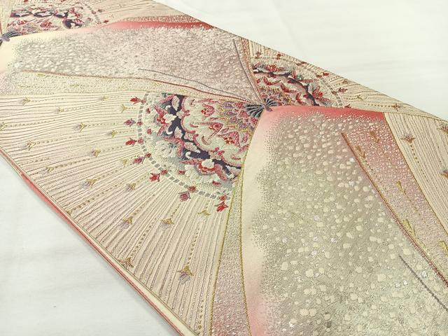 平和屋着物◎西陣 六通柄袋帯 唐織 花蝶文 金銀糸 正絹 逸品 AABH5560uk