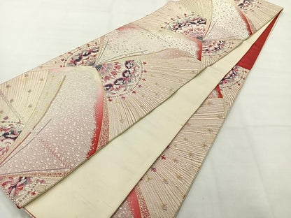 平和屋着物◎西陣 六通柄袋帯 唐織 花蝶文 金銀糸 正絹 逸品 AABH5560uk