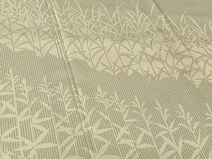 平和屋着物▽お召　単衣　本しぼ絣　草花文　証紙付き　正絹　逸品　AABH5563jh