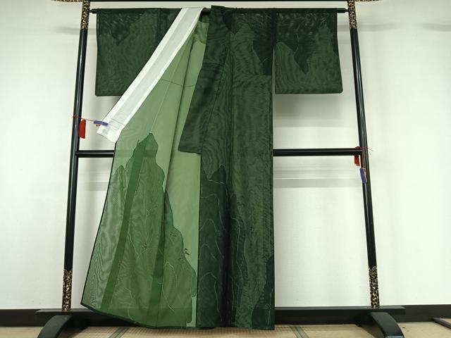 平和屋着物▽訪問着　無双　紗袷　紗×紗　風景松文　金彩　正絹　逸品　AABH5565jh 平和屋着物▽訪問着 無双 紗袷 紗×紗 萩文 金彩 正絹 逸品 DAAT9479az