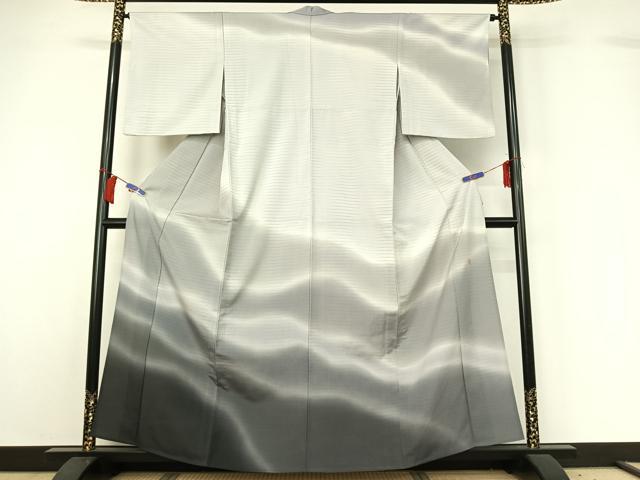 平和屋着物▽本塩沢　やまだ織　訪問着　染色作家　桐村博　単衣　霞文　暈し染め　正絹　逸品　AABH5568jh