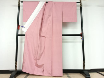 平和屋着物▽本塩沢　やまだ織　単衣　石竹色　証紙付き　正絹　逸品　AABH5571jh