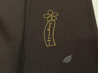 平和屋着物▽世界的人形師　辻村寿三郎　ジュサブロー　訪問着　単衣　舞桜文　金彩　正絹　逸品　AABH5572jh