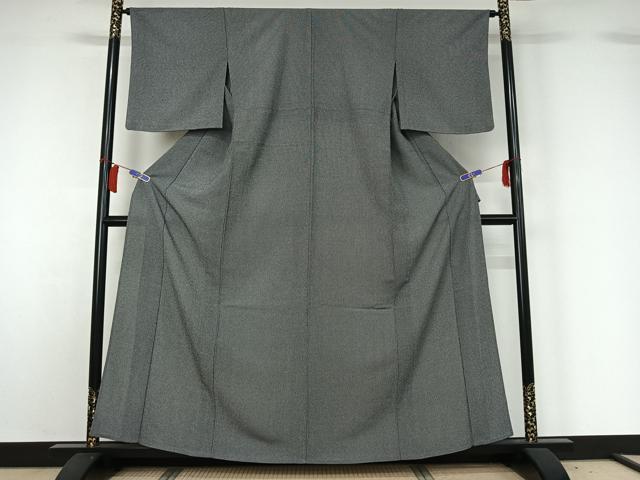 平和屋着物▽江戸小紋　単衣　万筋　白色×暗黒色　正絹　逸品　AABH5574jh 平和屋着物▽江戸小紋 単衣 万筋 白色×暗黒色 正絹 逸品