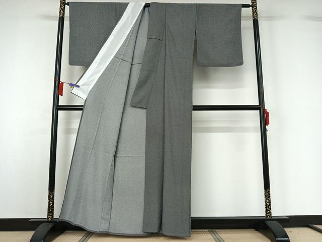平和屋着物▽江戸小紋　単衣　万筋　白色×暗黒色　正絹　逸品　AABH5574jh 平和屋着物▽江戸小紋 単衣 万筋 白色×暗黒色 正絹 逸品