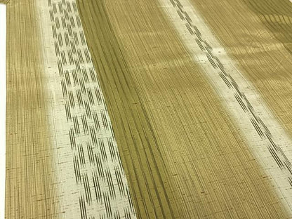 平和屋着物▽ぜんまい紬　単衣　幾何学間道　正絹　逸品　AABH5576jh
