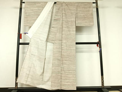 平和屋着物▽ぜんまい紬　単衣　霞文　暈し染め　正絹　逸品　AABH5577jh