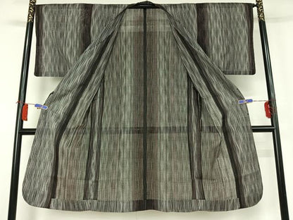 平和屋着物▽道行コート　スリーシーズン　春夏秋　塵除け　変わり縞　正絹　逸品　AABH5578jh