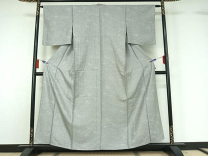 平和屋着物▽上質な小紋　単衣　墨流し文様　正絹　逸品　AABH5579jh