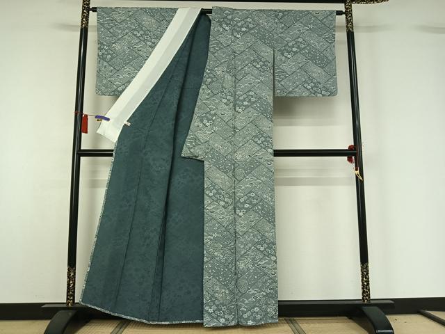 平和屋着物▽山岡古都・古都染人 染織美術品 薬墨染 天目織