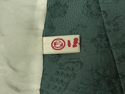 平和屋着物▽山岡古都・古都染人　染織美術品　薬墨染　天目織　お召　単衣　松竹梅　ほていや扱い　反端付き　正絹　逸品　AABH5580jh