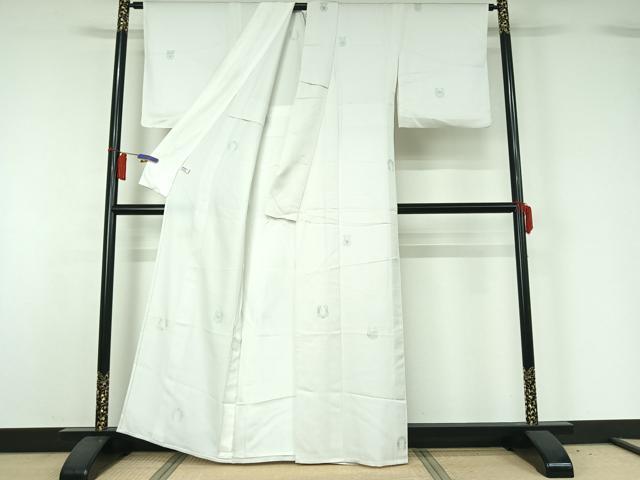 平和屋着物▽上質な小紋 単衣 飾花文 銀彩 正絹 逸品 AABH5584jh