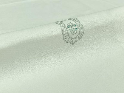 平和屋着物▽上質な小紋 単衣 飾花文 銀彩 正絹 逸品 AABH5584jh