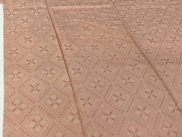 平和屋着物▽上質な色無地　単衣　お召地　花菱地紋　虹色　正絹　逸品　AABH5587jh
