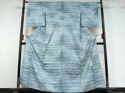 平和屋着物▽上質な小紋　単衣　横段文　正絹　逸品　AABH5588jh