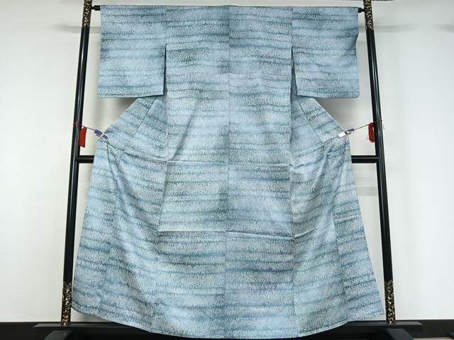 平和屋着物▽上質な小紋　単衣　横段文　正絹　逸品　AABH5588jh